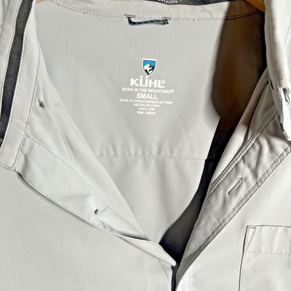 Kuhl Shirt Womens‎ S Button Down Gray Solid Short Sleeve Hiking Outdoor Pocket - Picture 4 of 7